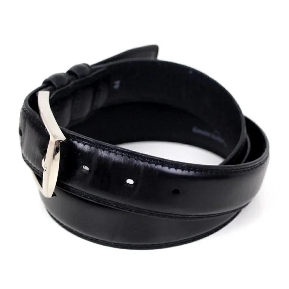 HandCrafted BLACK GENUINE LEATHER 1 3/8